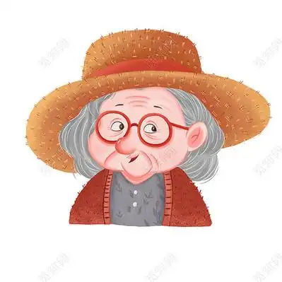 戴草帽的老奶奶老人头像元素人物头像png素材
