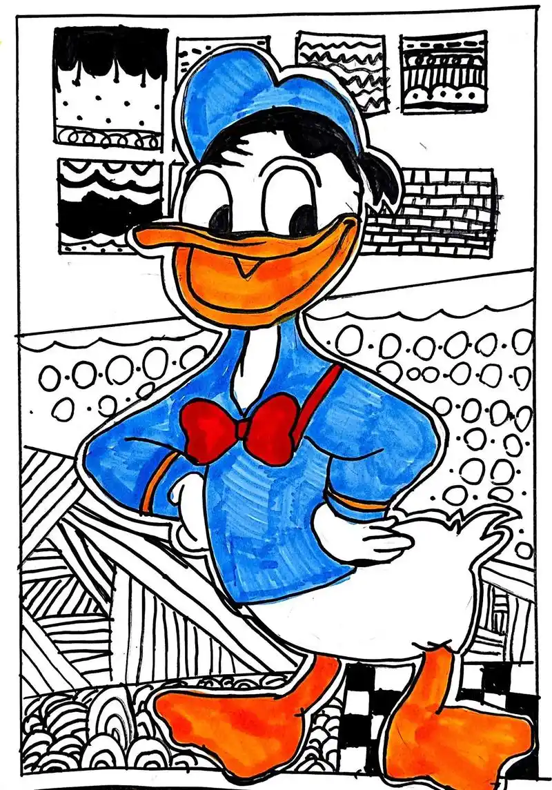 唐老鸭线描.线描卡通 - 抖音