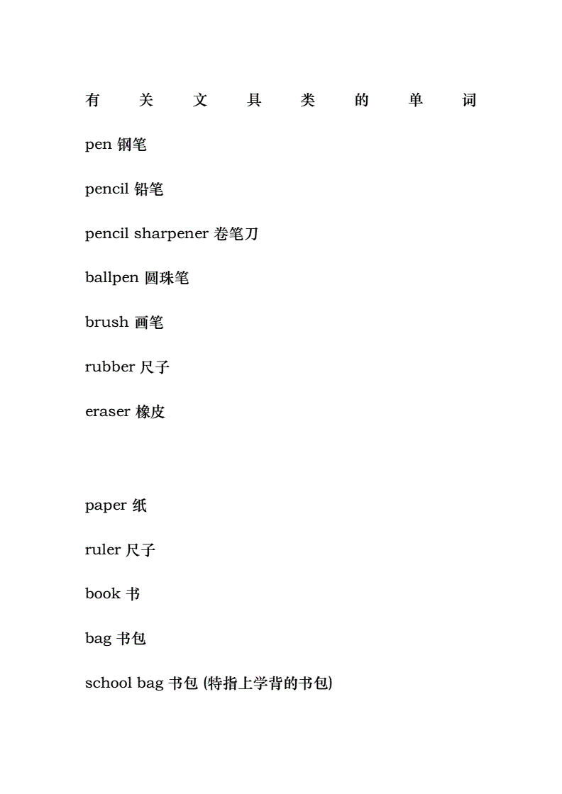 有关文具类的英语单词.docx 5页