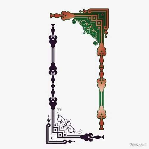 矢量古代窗户对角边框竖框