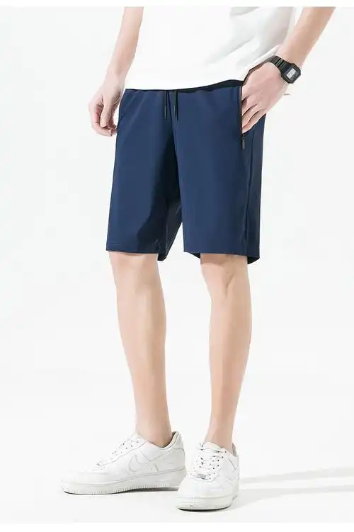 薄款弹力速干裤男夏季新款薄款冰丝短裤男士宽松休闲裤平口裤黑色2xl