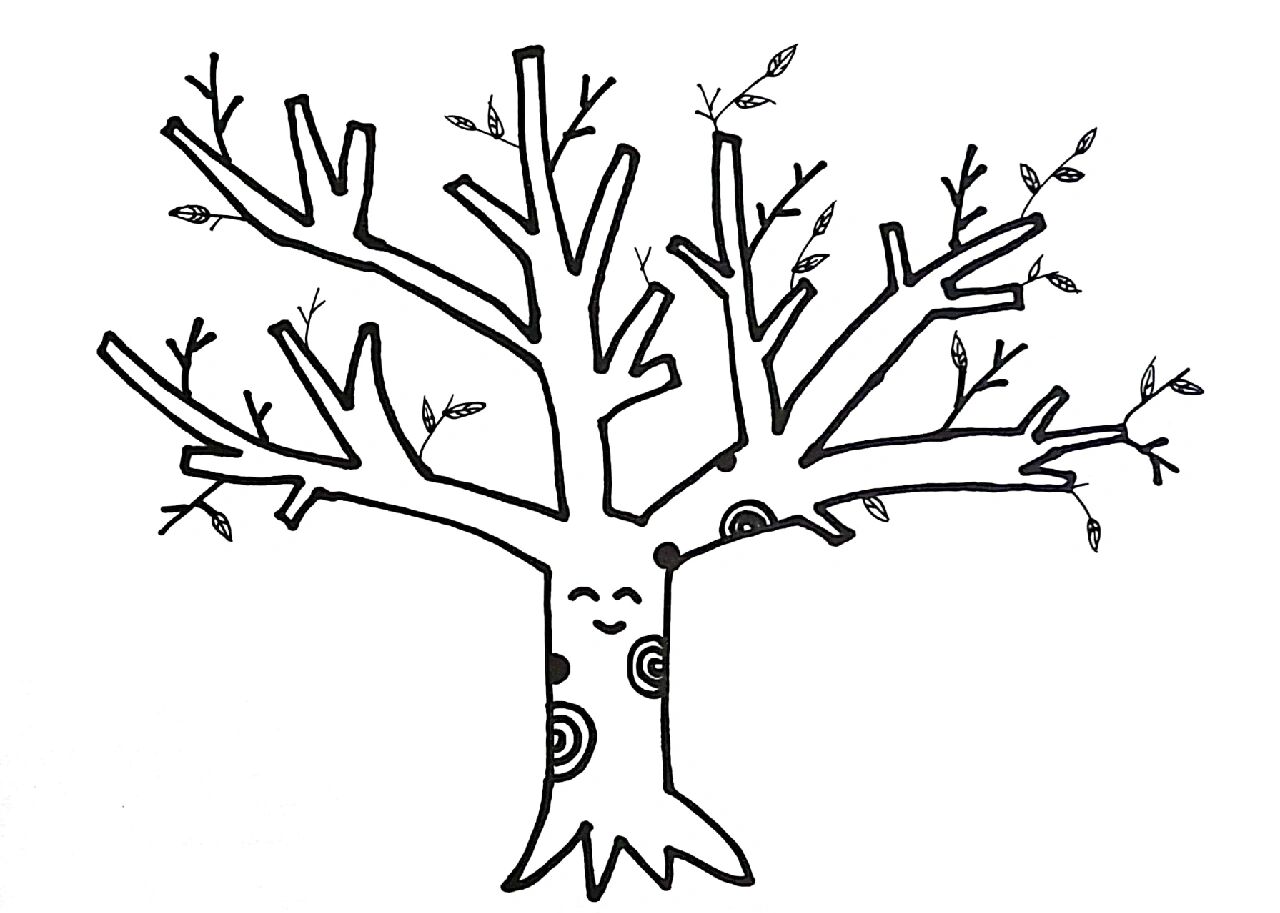 桃树简笔画 可以皱纹纸粘桃花,棉签画,手指点画