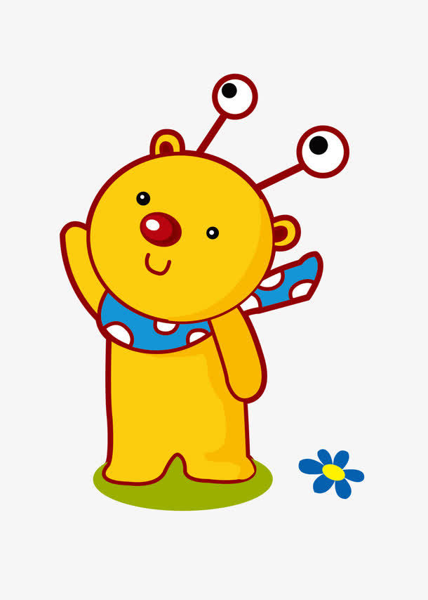 矢量卡通简洁扁平化挥手小熊素材免费下载_觅元素