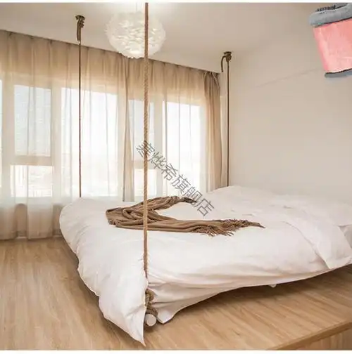 民宿吊床实木吊床情趣网红秋千床别墅室内悬挂休闲创意摇摇床民宿家具