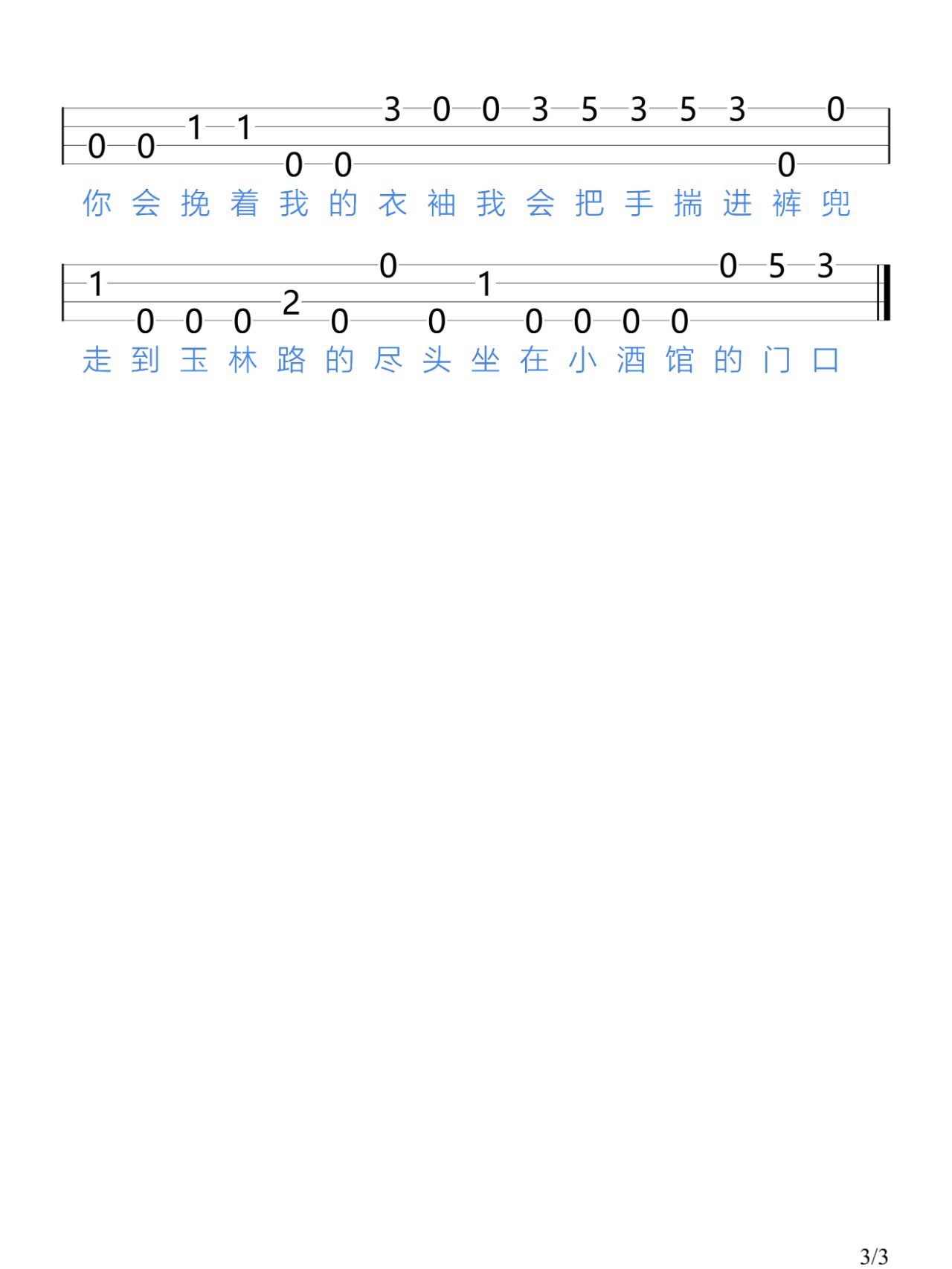 《成都》赵雷/尤克里里新手指弹谱 "让我掉下眼泪的 不止昨夜的酒"