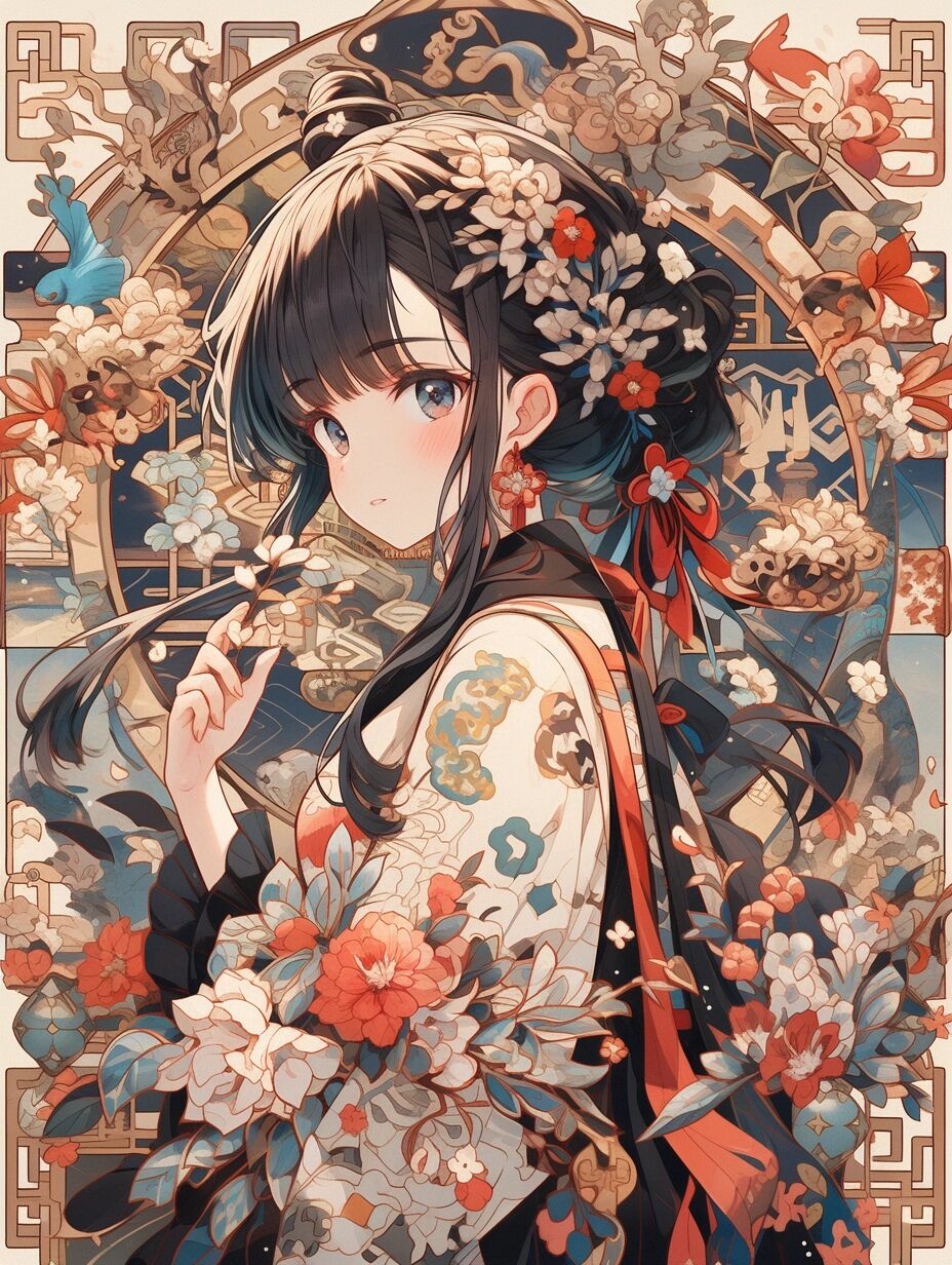 卡通头像.古风汉服二次元美少女