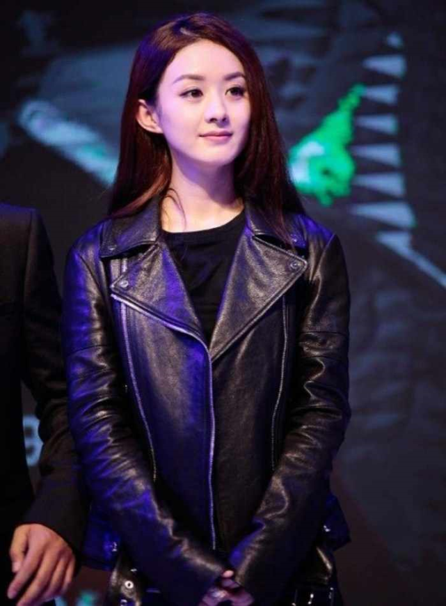 赵丽颖太酷了黑色皮衣搭配紧身皮裤惊艳亮相时尚感爆棚