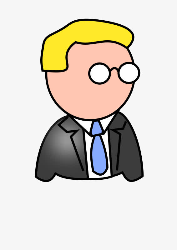 卡通黄色头发的西服男子