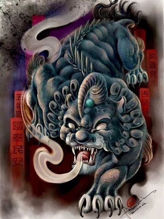 貔貅纹身手稿 貔貅又名天禄,辟邪,是中国古代神话传说的神兽之一,具有