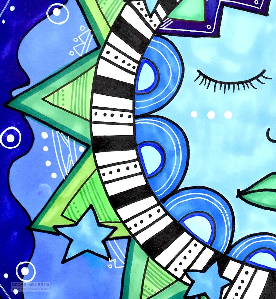 儿童画教程冷暖色的对比太阳和月亮的拥抱