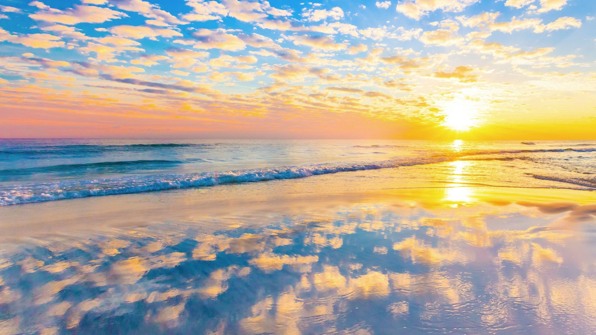 黄昏下的大海的夕阳唯美高清壁纸