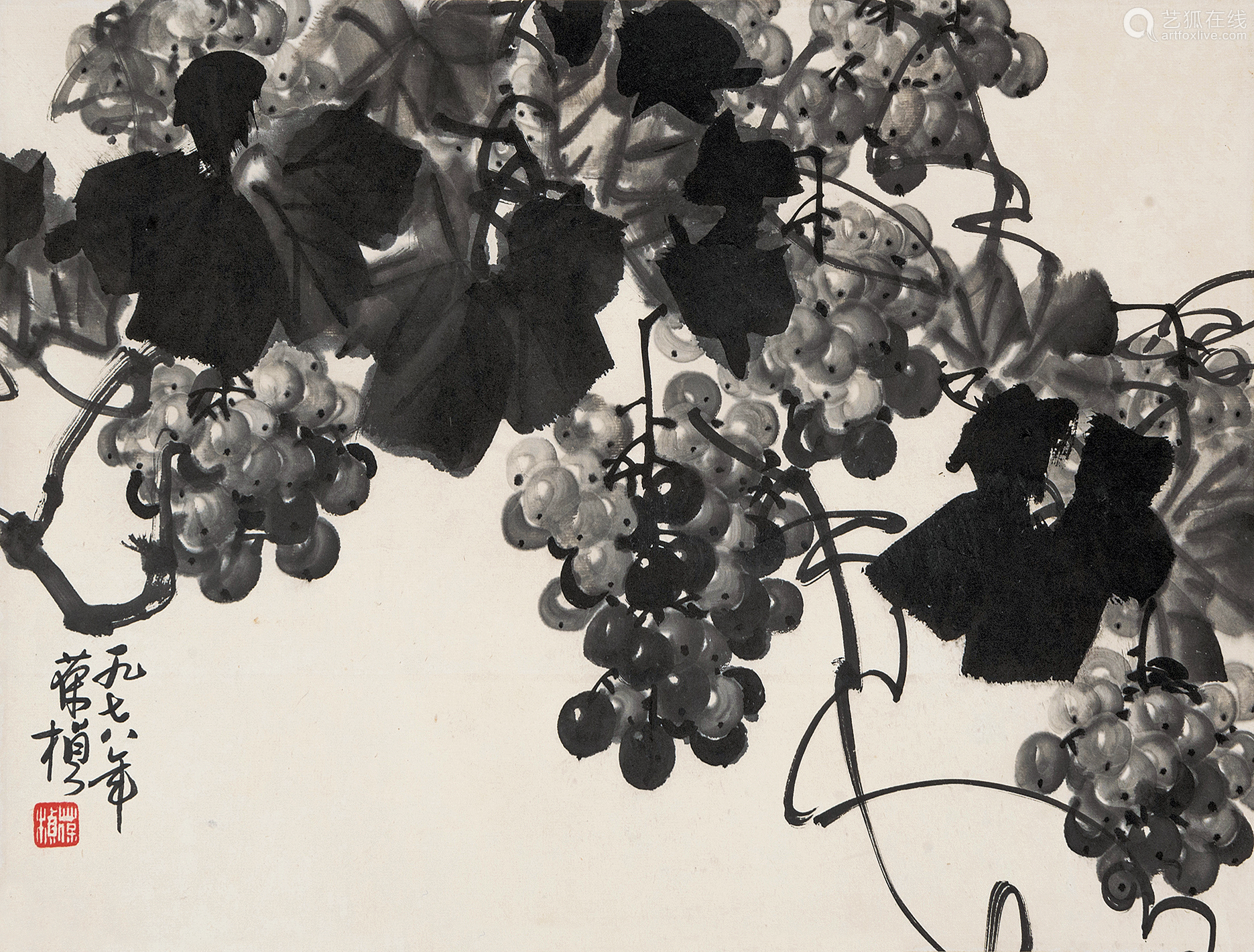 苏葆桢水墨葡萄