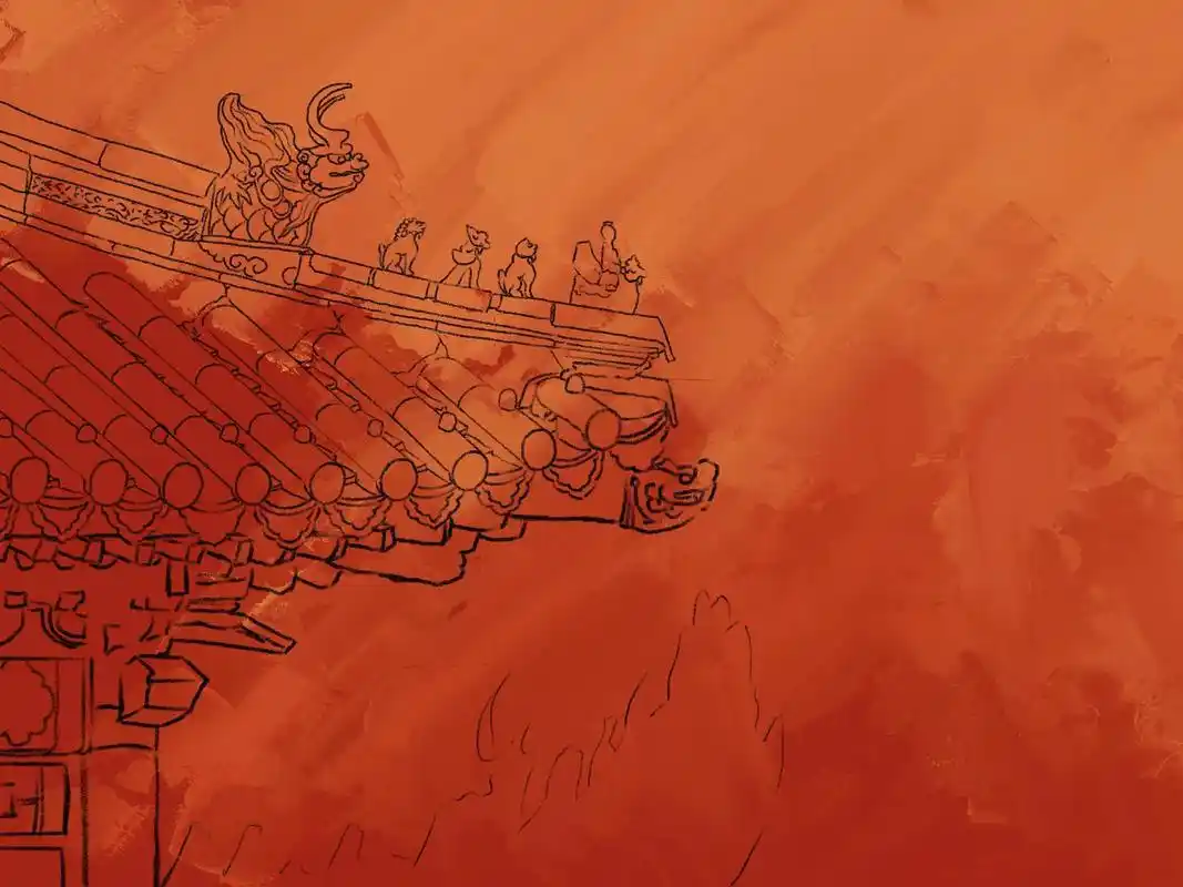 《故宫》厚涂风景插画.#插画风景 - 抖音