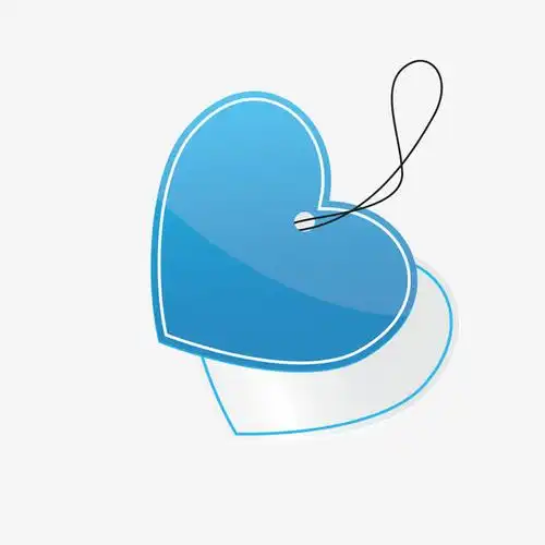 矢量蓝色心型吊牌模板