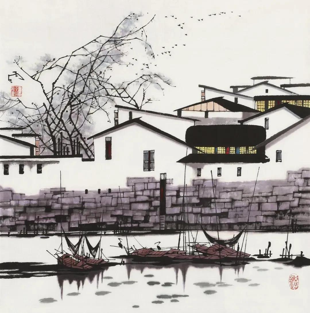 国画彩墨作品欣赏江南山水