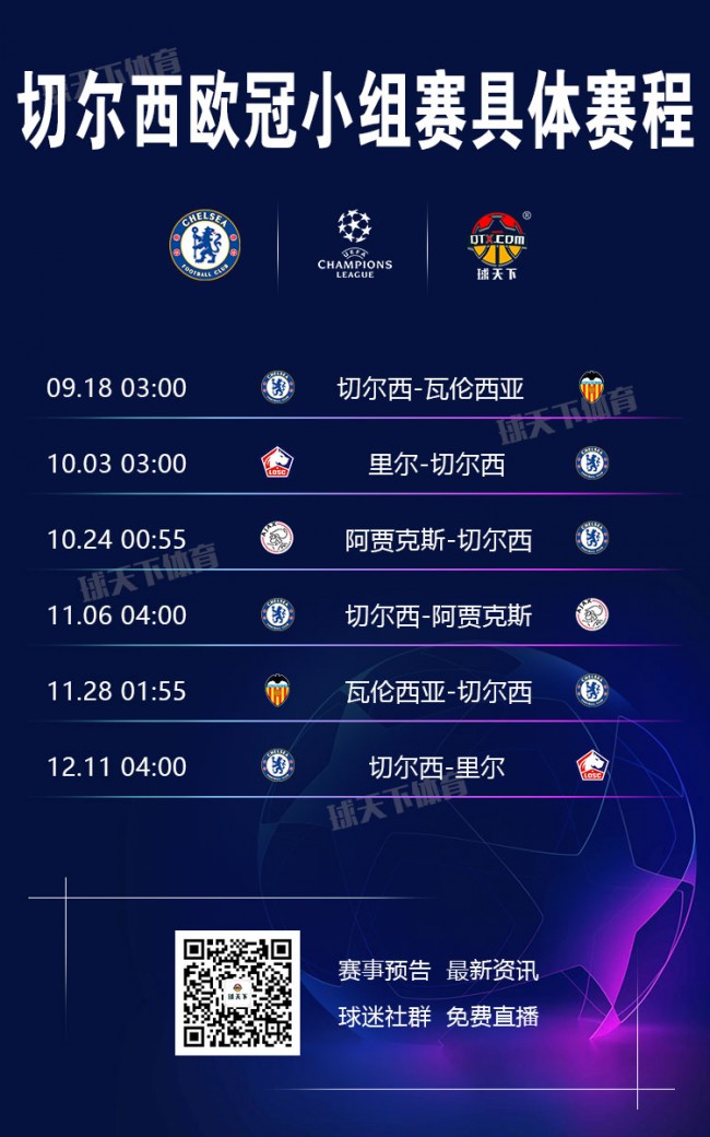 20192020赛季切尔西欧冠小组赛赛程表