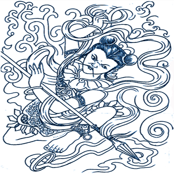 纹身贴满背哪吒闹海满背线条花臂花腿防水纹身贴男女款割线哪吒抽龙筋