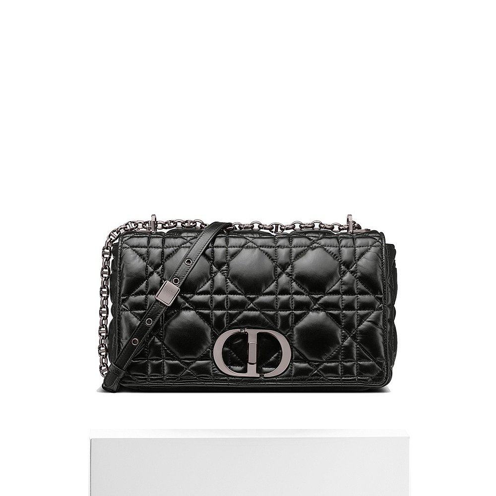 欧洲直邮dior迪奥21秋冬新款caro系列女士黑色绗缝藤格纹链条包