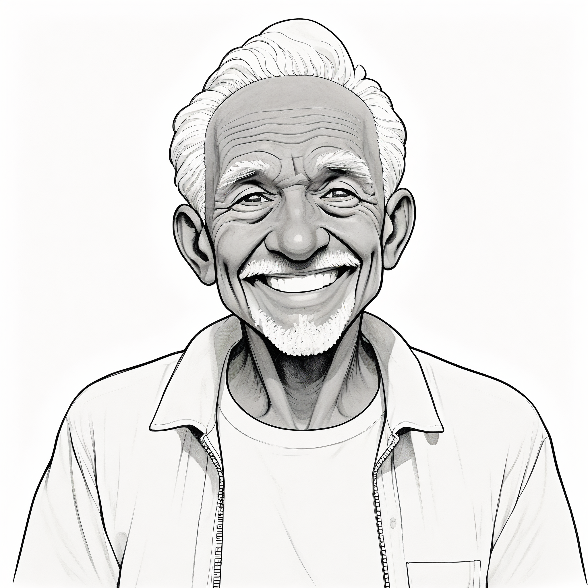 慈祥老人头像90|黑白素描精选