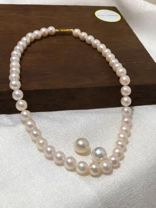 宝藏饰品|无滤镜akoya极光樱花粉大珍珠项链