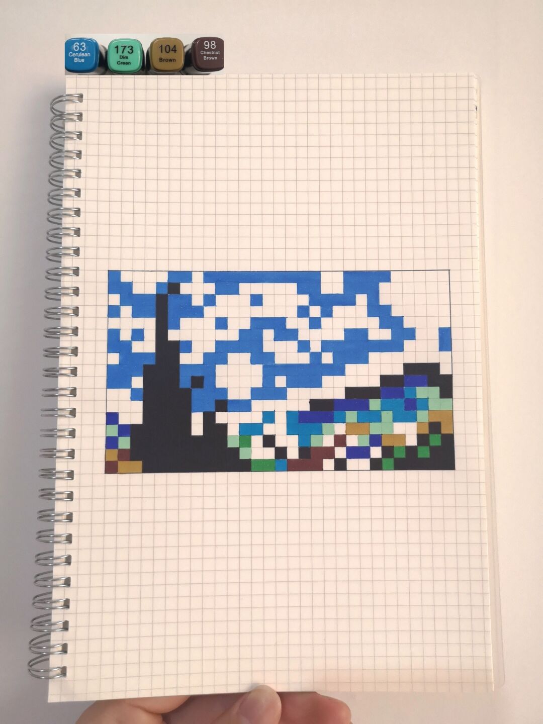 像素名画:《星月夜》梵高 这次的是最好看的版本了