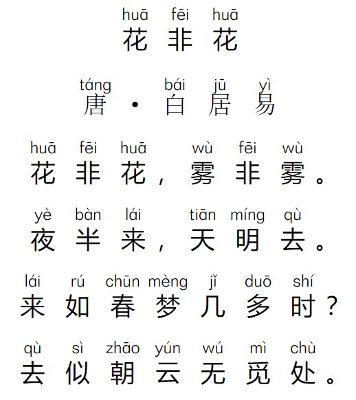 花非花白居易古诗原文翻译及鉴赏