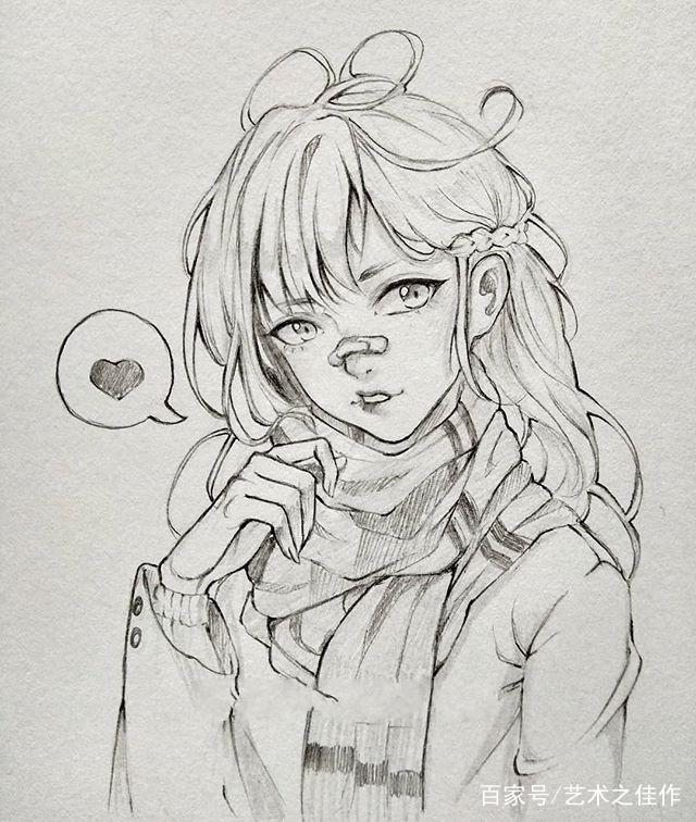 铅笔手绘人物,萌萌的动漫线稿,喜欢的收藏了