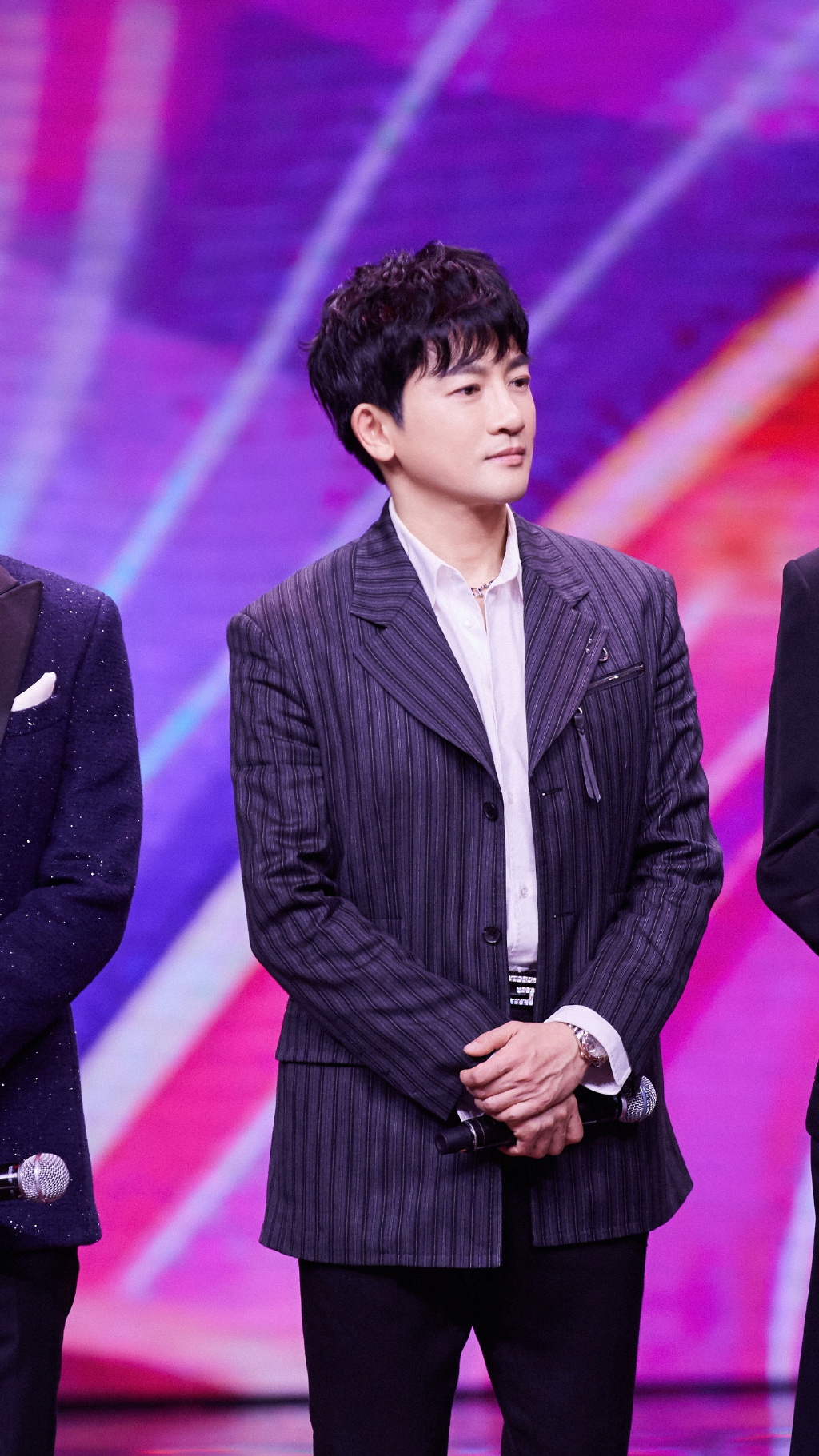 苏有朋灰色条纹西装帅气图片