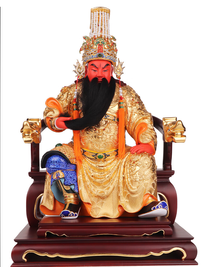 三漫陀关圣帝君神像樟木19寸武财神关羽关公像家用客厅祠堂供奉佛像