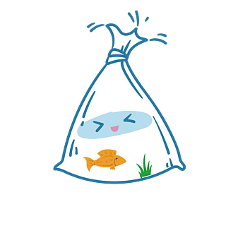 处暑捕鱼卡通手绘塑料袋矢量png图