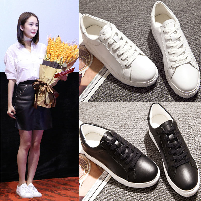 刘雯 杨幂明星同款鞋女运动休闲鞋平底跑步鞋真皮女皮鞋系带潮鞋子