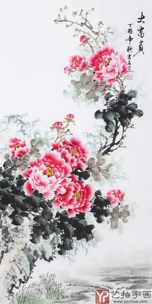 安徽美协云志四尺竖幅写意牡丹《大富贵》