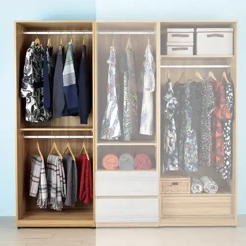 flbn02白橡色&原木色2.5尺双吊衣柜