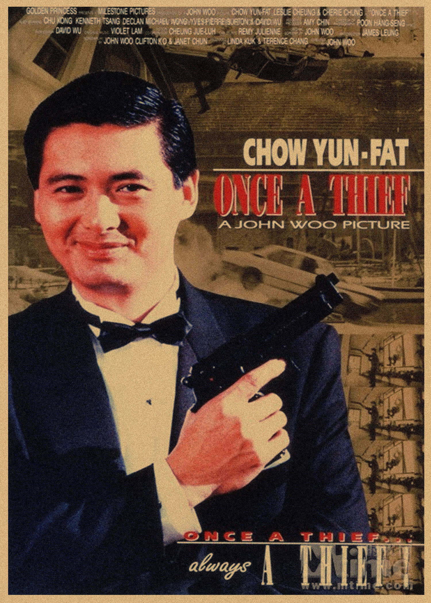 周润发香港经典电影海报上海滩赌神阿郎故事喋血双雄英雄本色现代装饰