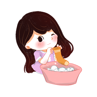 蜡笔风学习洗袜子的小女孩