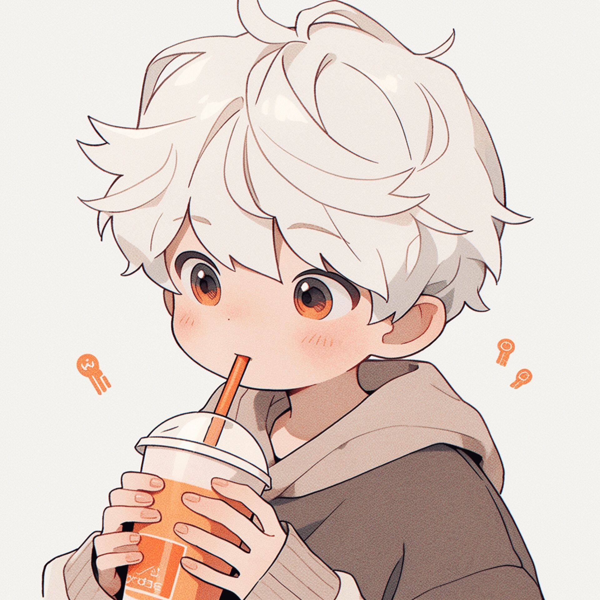 男生头像 | 喝奶茶的小男孩