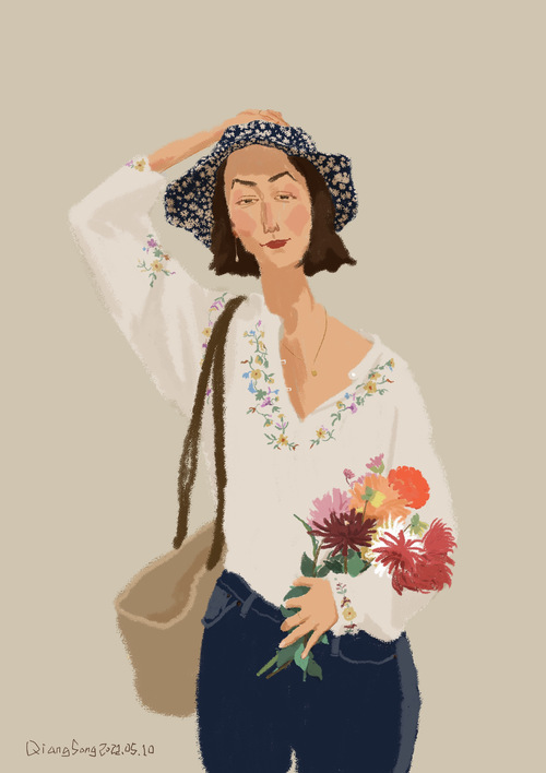 复古风 文艺风 人物插画