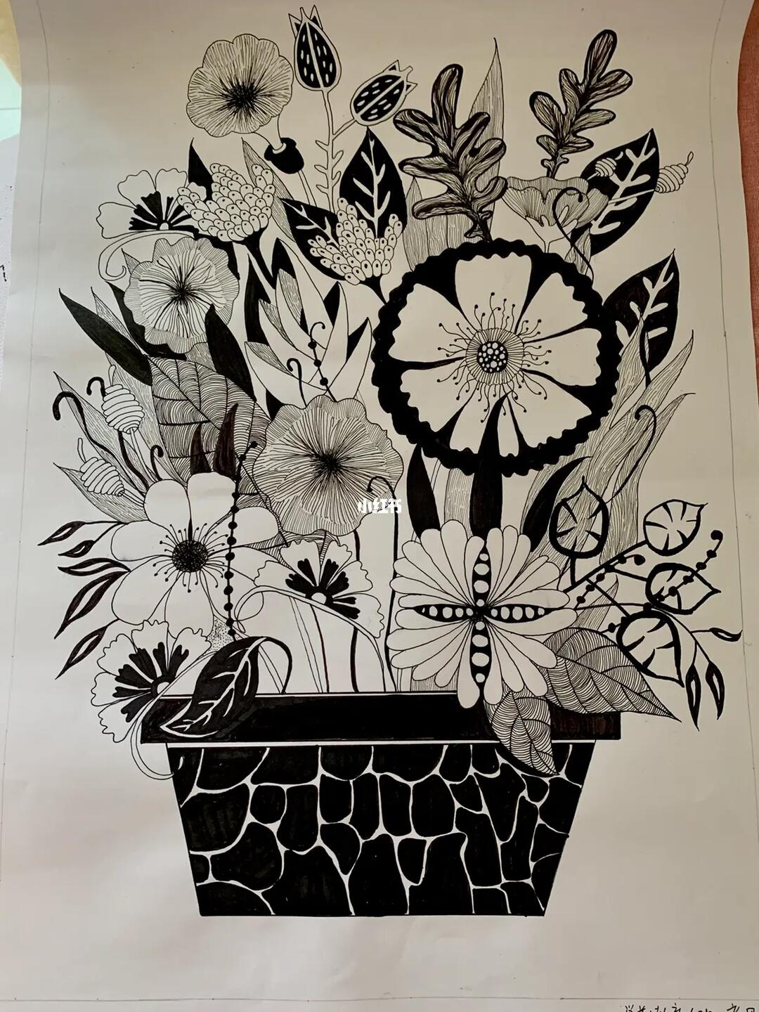 学前教育黑白线描装饰画