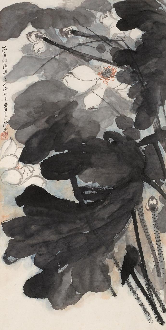 中国国画大师张大千荷花作品欣赏