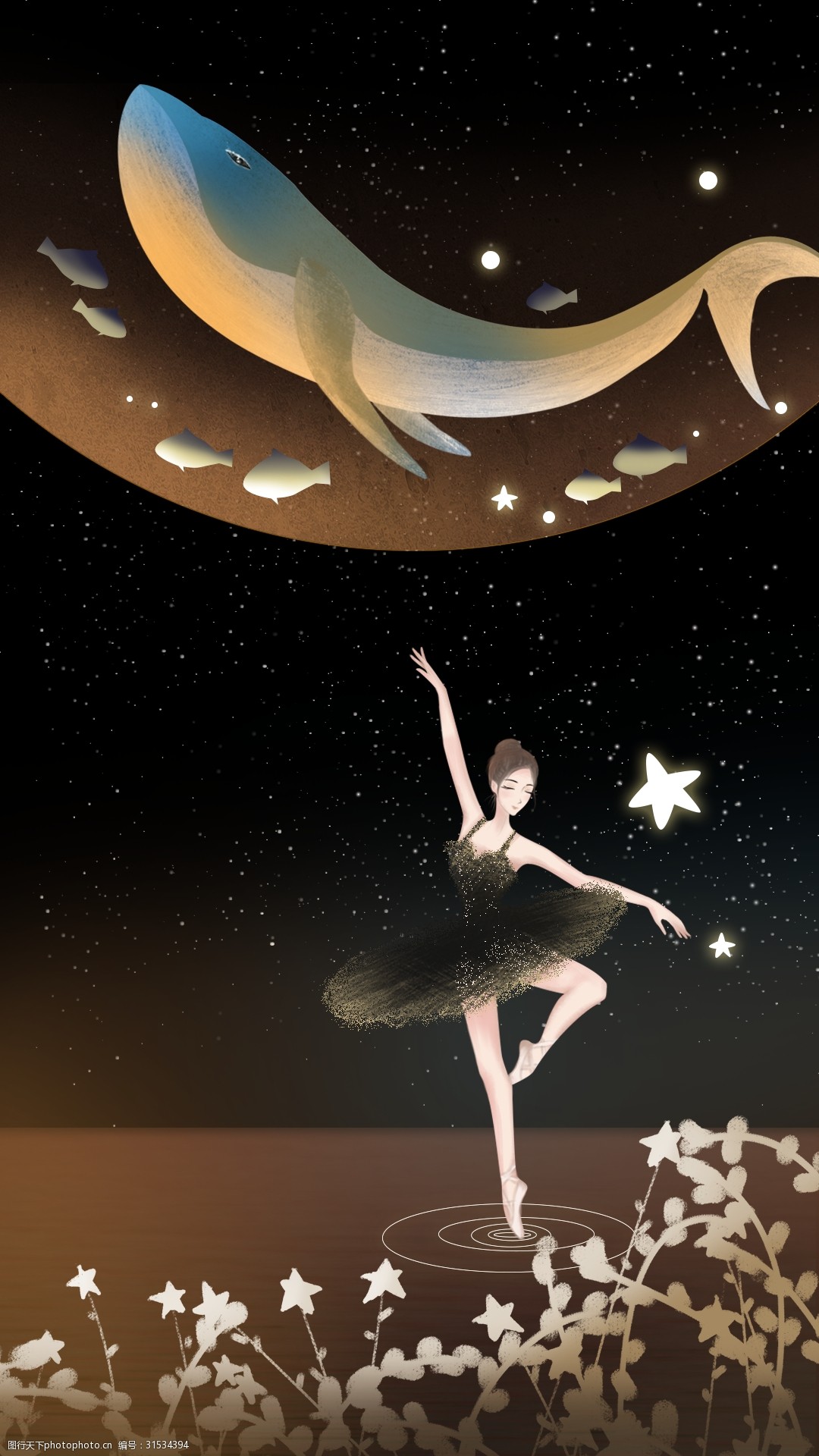 女孩跳舞黑色背景图