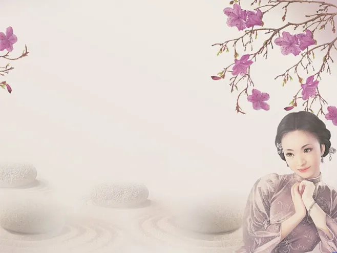中国风ppt背景图片中国风古典美女淡雅的ppt背景图片