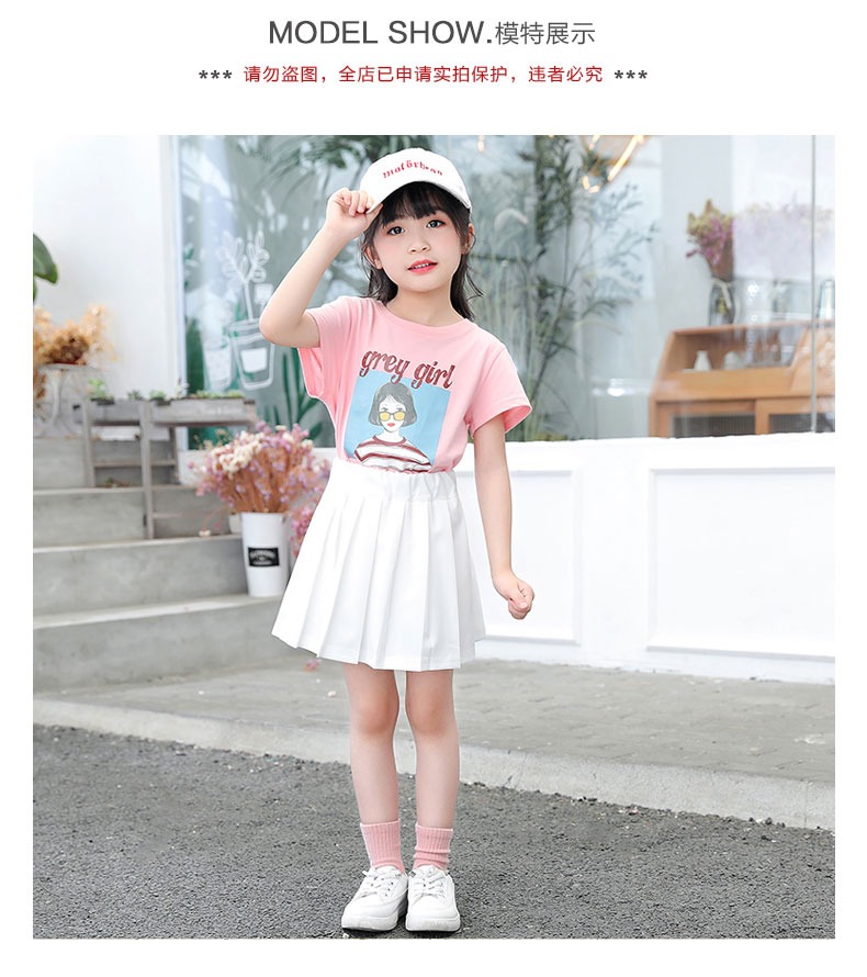 现货高品质女童百褶裙新款儿童学院风白色半身短裙大童女孩裙子 - 17