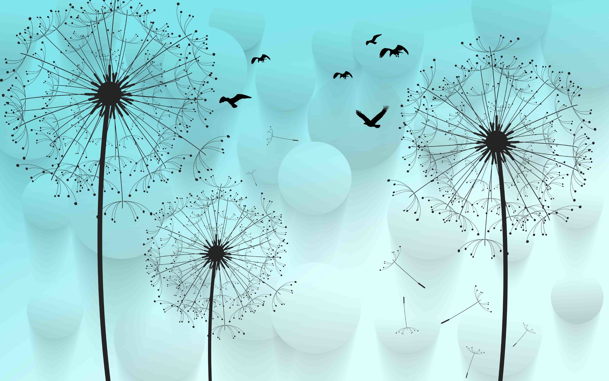 现代简约 蒲公英背景墙壁画