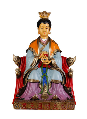 眼光娘娘铜像彩绘眼光圣母惠照明目元君神明泰山奶奶手工桌面摆件