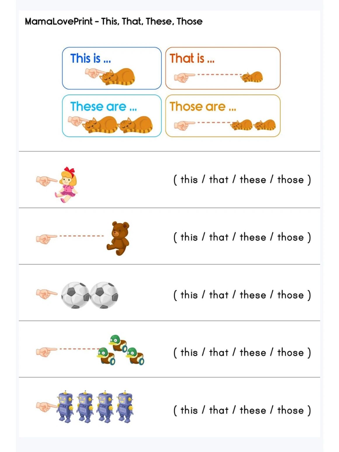 小学语法:this/that/these/those语法练习 that,this,these,those的