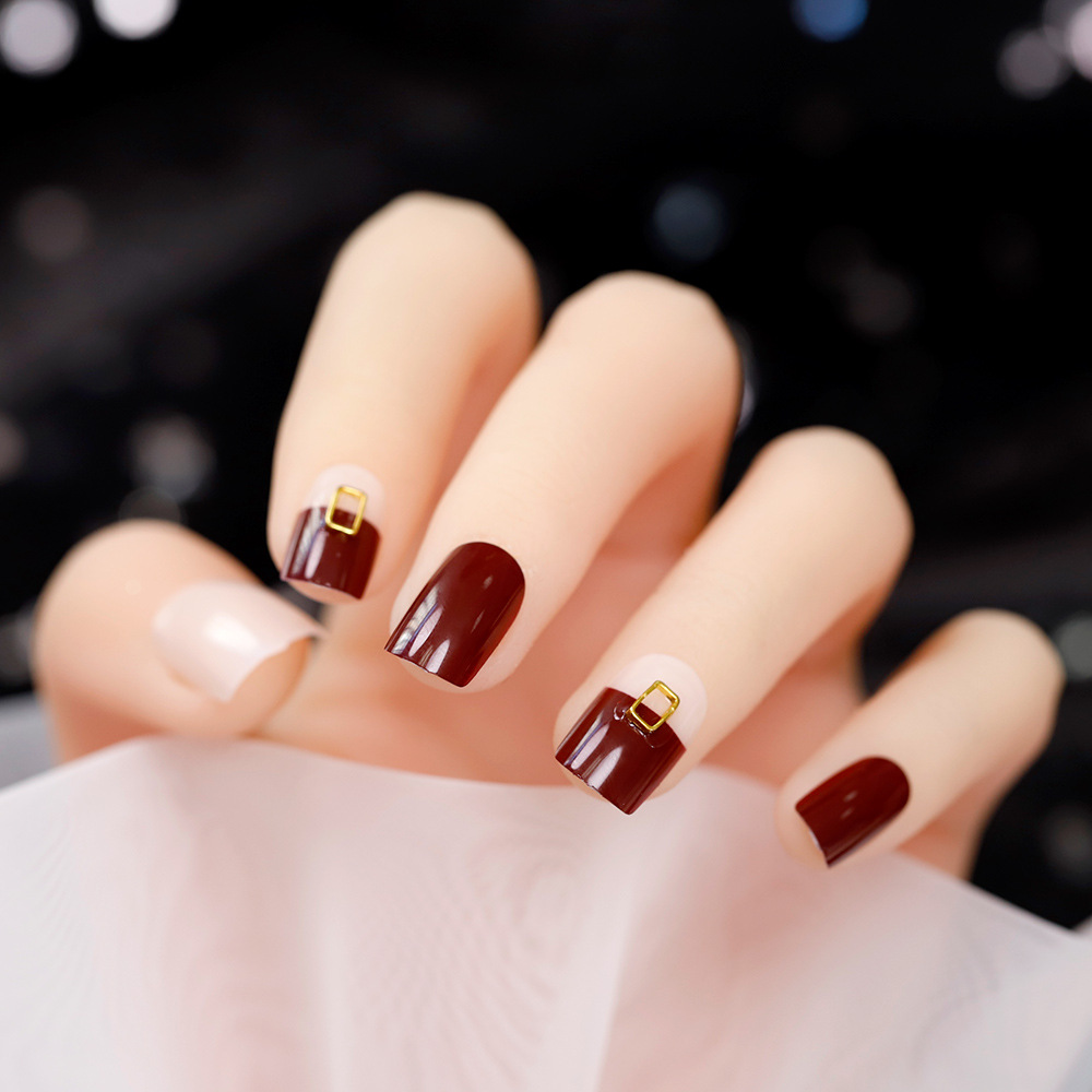 美甲成品可拆卸 可穿戴时尚杂志款 中方头假指甲贴片指甲片24片-itoe