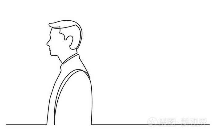站人侧视连续线绘制插画-正版商用图片14nvqt-摄图新视界