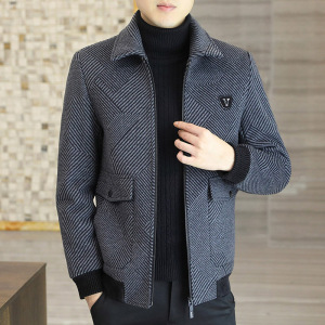 男士休闲羊毛呢夹克外套男冬季男士高端2021新款潮流男装中年衣服