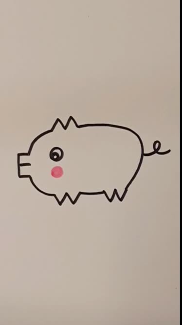 写一个字母e和两个字母w画只小猪,一学就会!#简笔画