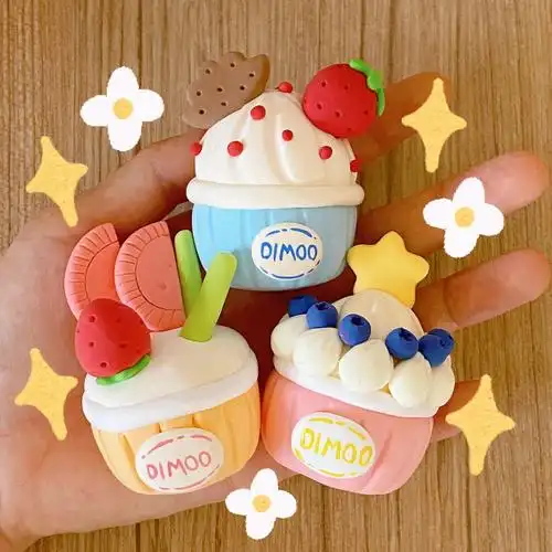 超轻粘土78少女心满满粉色奥利奥杯子蛋糕